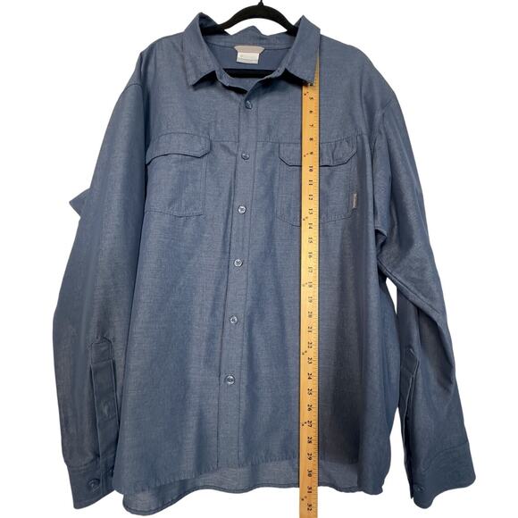 Columbia Mens XXL Omni Wick Button Down Long Sleeve Rip Stop Shirt Navy Blue EUC - Picture 6 of 8